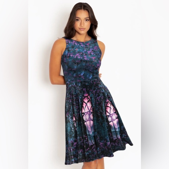 BLACKMILK Window To The Spirit Realm VELVET PRINCESS MIDI DRESS! Cat Pockets NWT - Picture 5 of 10